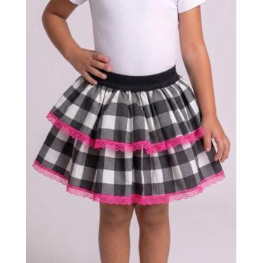Imagem de Saia Xadrez Junina Infantil Rodada - 2104 - LEGSS, Preto, M