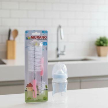 Imagem de Kit 1-5 Escovas Higiene Limpeza para Mamadeira e Bico  Murano  2 Escov