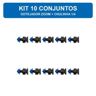 Imagem de Kit Gotejadores Zoom + Chulinhas 1/4 Agrojet Irrigação -, 10 unidades