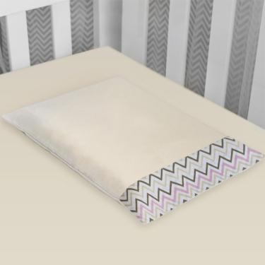 Imagem de Fronha Estampada Algodão Para Travesseiro Bebê 2 Peças - Chevron Rosa Colorido