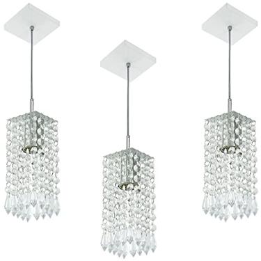 Imagem de Kit 3 Lustre Pendente Clearcrilic Cristal De Acrílico Branco