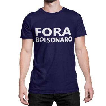 Imagem de Camiseta Estampada Fora Bolsonaro Masculina Azul Tamanho:M