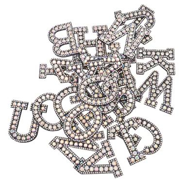 Imagem de 26 Unidades Remendos De Strass Adesivos Caseiros Ferro Em Patches De Alfabeto Aplique De Diamante Remendos De Bordado De Alfabeto Broca Quente Tecido Não Tecido Adesivo De Diamante