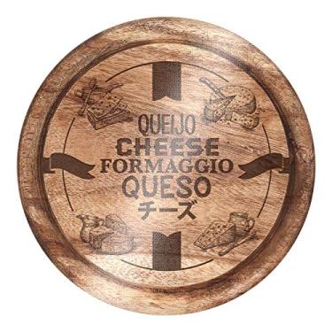 Imagem de Tábua de vidro 25cm para Queijo Decoração Ilustrações de Madeira, FH8080, Euro Home