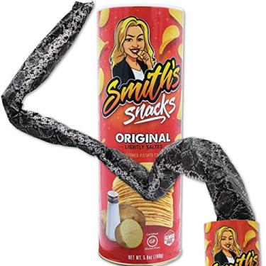 Imagem de Gargantilha de cobra em lata Smith's Snacks Batata Chip Can Snake Piada - Calças hilárias para adultos e crianças Choque seus amigos e família com uma cobra enlatada grande Pop Up