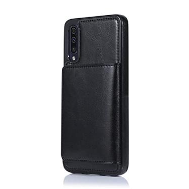 Imagem de Slots de cartão estojo de couro para Samsung Galaxy A72 A52 A42 A32 A12 A70 A50 A40 A30 A20 A10 SE A81 A91 A51 capa de telefone, preto, para Galaxy A10 M10
