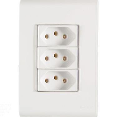 Imagem de Conjunto 4x2 com 3 Tomadas 2P+T 10 A 250 V Tramontina Liz Branco Tramontina
