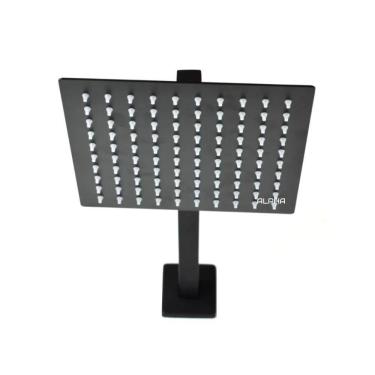 Imagem de Ducha Chuveiro Aquecedor Solar Gás Quadrado Preto 20X20Cms