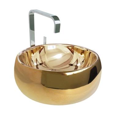 Imagem de Cuba de Apoio Cerâmica Reno RC 7000 Dourada - Lançamento!