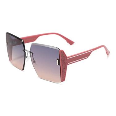 Imagem de Fashion Luxury Sunglasses Female Anti-UV400 Frameless Trimming Sunglasses Women Oversized Rimless Shades,Pink Gradient Lens,china