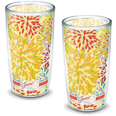 Imagem de Tervis Copo térmico Fiesta Poppy Calypso Made in USA de parede dupla mantém as bebidas frias e quentes, 473 ml - 2 unidades, sem tampa
