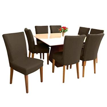 Imagem de Capa Para Cadeira Malha Lavável Com Kits de 4, 6 e 8 Unidades (4, Marrom)