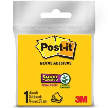 Imagem de Bloco De Notas Super Adesivas Post-It Amarelo Neon 76X76mm 45 Folhas -