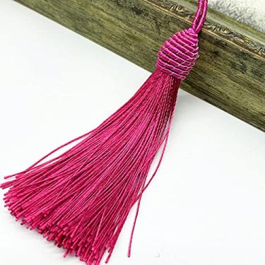 Imagem de 6 pçs/lote 15 cm corda pendurada borlas de seda franja costura franja borla guarnição chave borlas para cortina de enfeite DIY, rosa