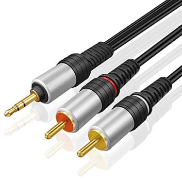 Imagem de Cabo de áudio TNP banhado a ouro 3,5 mm para RCA bidirecional macho para macho conversor auxiliar AUX plugue de fone de ouvido adaptador Y divisor para esquerda/direita estéreo 2RCA cabo conector, Preto, 25 Feet