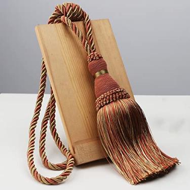 Imagem de 1 peça de poliéster borla tiebacks suporte de cortina feito à mão para decoração corda cortina pendurada bolas para sala de estar accessori, laranja, 2 peças