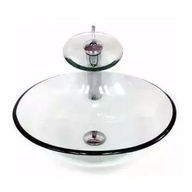 Imagem de Kit Cuba De Vidro Redonda 30cm. + Torneira + Válvula + Sifão