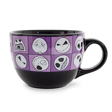 Imagem de Disney The Nightmare Before Christmas Jack Expressions Caneca de sopa de cerâmica | Tigela para sorvete, cereal, aveia | Grande xícara de café para expresso, cafeína | Essenciais de casa e cozinha |