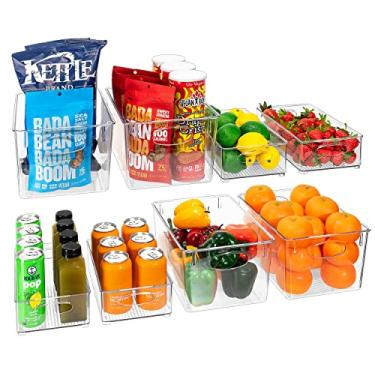 Imagem de Sorbus Conjunto de 8 organizadores de geladeira transparentes – Caixas de geladeira e despensa para organizar alimentos – 2 tamanhos diferentes com alças – Recipientes de armazenamento de cozinha,