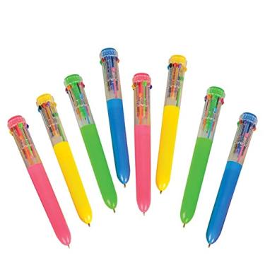 Imagem de Caneta Shuttle Pen, 10 canetas esferográficas multicoloridas, 4 cores neon em caneta para escritório, material escolar, estudantes, crianças, 15,88 cm (pacote com 8)