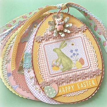 Imagem de KSCRAFT Estênceis de corte de metal com moldura grande para ovos de Páscoa para faça você mesmo scrapbooking Gravação decorativa em relevo cartões de papel faça você mesmo