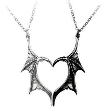 Imagem de Colares combinando para casais, melhores amigos, presentes de aniversário, colar de amizade para 2 colares de coração combinando para casais, presentes de aniversário, Natal, 2 peças, preto e branco,