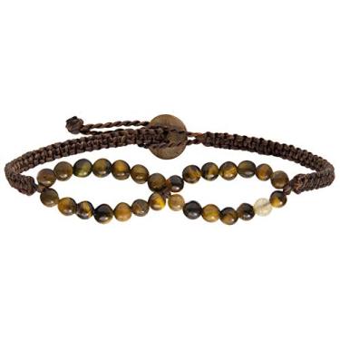 Imagem de Infinityee888 Pulseira de Tornozeleira de Olho de Tigre Tecido de Cera Marrom 8 Infinito Símbolo de Amor Infinito Pulseiras Ajustáveis no Tornozelo para Homens, Mulheres, Meninas Adolescentes Artesanais Vintage Hippie Boêmio Cigano Boho, 10 inches, Pedra