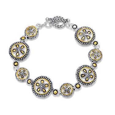 Imagem de UNY Pulseira de 2 tons, estampa de corrente de cauda de raposa, estampa de cauda de raposa na lateral, pulseira inspirada em designer exclusivo