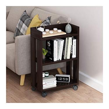 Imagem de Estante de madeira Mordern Estante de estantes de móveis Prateleira de armazenamento para quarto, sala de estar, unidades de prateleira multifuncionais para coleção, organizador de armazenamento, estante de 3 níveis (cor