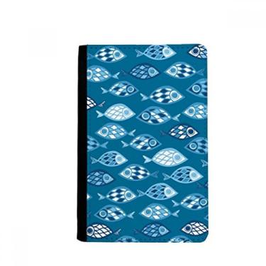 Imagem de Porta-passaporte Blue Sea Grids Abstrato Peixes Notecase Burse Capa Carteira Cartão, Multicolor