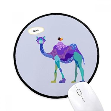 Imagem de Tapete de mouse azul azul com desenho de pássaro roxo camelo para computador