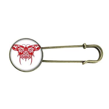 Imagem de Borboleta chinesa de pipa em vermelho retrô metal broche broche broche clipe jóias