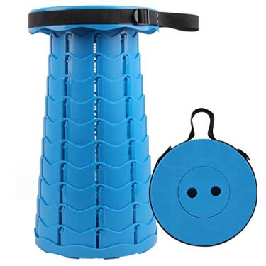 Imagem de KELATI Banqueta dobrável, banco retrátil telescópico com bolsa de armazenamento, capacidade de 180 kg, para viagens ao ar livre, pesca, caminhadas e churrasco - azul