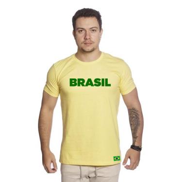 Imagem de Camiseta De Algodão Escrita Brasil Camiseta Unissex - Ls