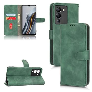 Imagem de Capas de telefone Business Skin Feel compatíveis com Infinix Note 12 G96 Note 12 VIP capa de couro slots para cartão clipe carteira capa de telefone à prova de choque (verde, Infinix Note 12 G96)
