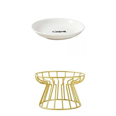 Imagem de Ioensy Tigela de Comida de Cerâmica, Tigela de Comida, Tigela de Comida para, Tigela de Bebida para Animais de Estimação, Áureo