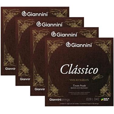 Imagem de Kit C/ 4 Jogos Cordas Giannini Nylon Tensão Pesada Clássico