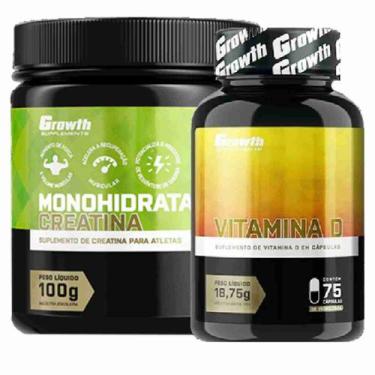 Imagem de Creatina 100G Monohidratada + Vitamina D 75 Caps Growth - Growth Suppl