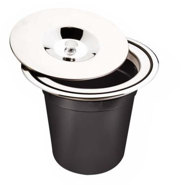 Imagem de Lixeira de Embutir Tramontina com Tampa Clean 94518/005 em Aço Inox - 5 L