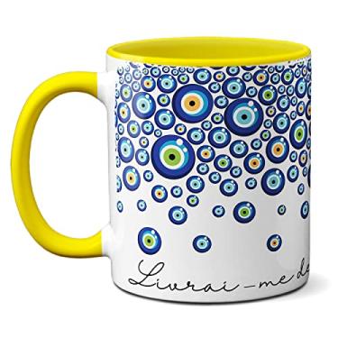 Imagem de Caneca Livrai-Me De Todo O Mal, Amém! Olho Grego Presente (Amarela)