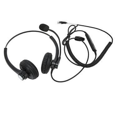 Imagem de Naroote Fones de ouvido Binaural Business, fone de ouvido de redução de ruído com controle em linha para telefone com fio com microfone de 330 graus para atendimento ao cliente (conector de cristal)