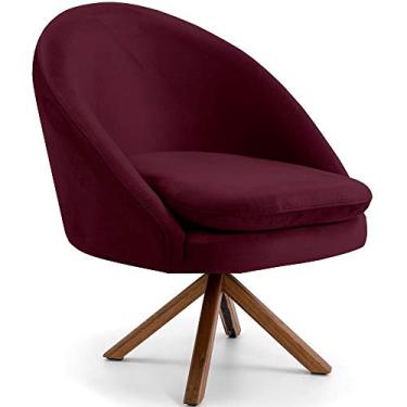 Imagem de Poltrona Decorativa Base Giratória de Madeira Rafa D02 Veludo Marsala C-278 - Lyam Decor