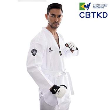 Imagem de Dobok Strike Taekwondo Alpha Gola Branca Oficial CBTKD Tamanho:120