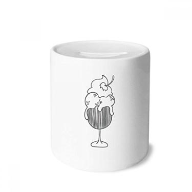 Imagem de DIYthinker Caixa de cerâmica com contorno preto de cereja, caixa de dinheiro e porta-moedas para presente de cofrinho