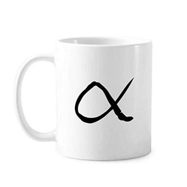 Imagem de Caneca com silhueta de alfabeto grego alfa preta cerâmica copo de porcelana café louça