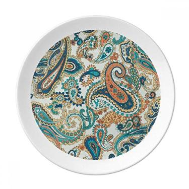 Imagem de Prato clássico azul laranja abstrato padrão de peixe decorativo de porcelana salver talheres prato de jantar