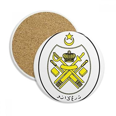 Imagem de Malásia com emblema nacional da Ásia, porta-copos, caneca de proteção de mesa, pedra absorvente