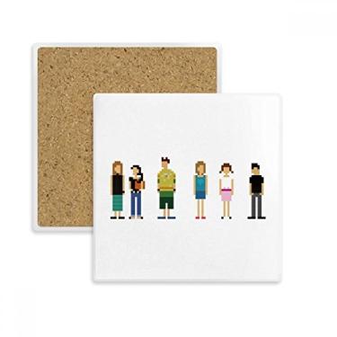 Imagem de Jogo de personagens Pixel Quadrado Porta-copos Porta-copos Caneca Subplaca Suporte de Pedra Isolamento