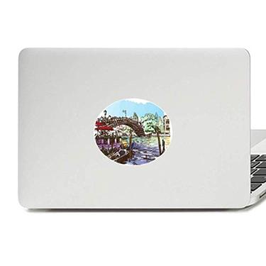 Imagem de Adesivo de notebook com emblema de vinil e aquarela de Veneza da Itália