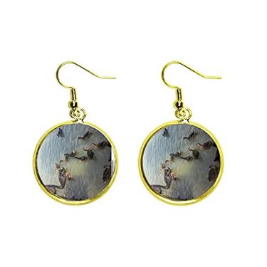 Imagem de Brinco preto de cisne para natação Art Déco, presente moderno com pingente dourado joia feminina